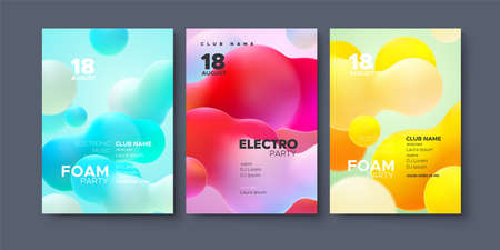 Electronic music festival ads poster set. Modern club electro party invitation. Vector illustration....