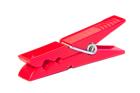 Colored clothespins on a white backgroundの写真素材