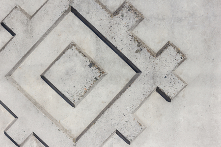 Concrete fence pattern as squares in large rombus. The wall. Traceryの写真素材