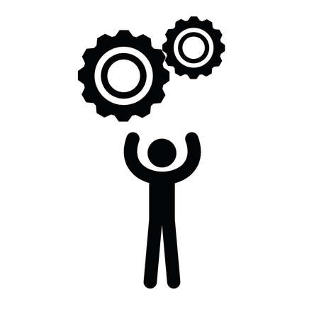 man and gear icon over white background. vector illustrationのイラスト素材