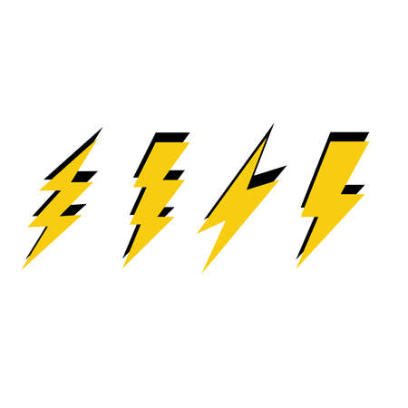Lightning bolt icons collection. Flash symbol, thunderbolt. Simple lightning strike sign.のイラスト素材