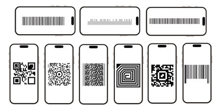 QR code set. Scan qr code icon. Template scan me Qr code for smartphone. QR code for mobile app, payment and phone.のイラスト素材
