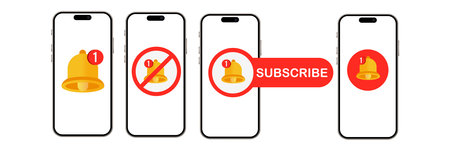 Notification and subscription in the phone on a white backgroundのイラスト素材