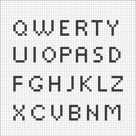 Pixelart geometric alphabet. Design elements. Vector illustrationのイラスト素材