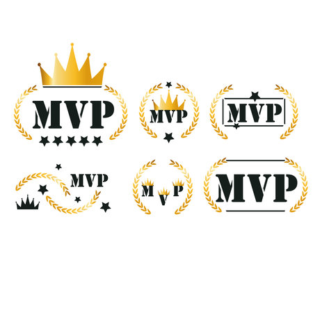 Set MVP gold medal award on white background. Vector stock illustration.のイラスト素材