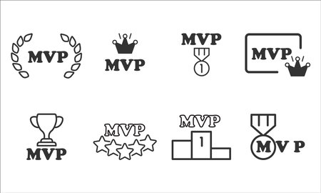 Black and white set with MVP icon on a white backgroundのイラスト素材