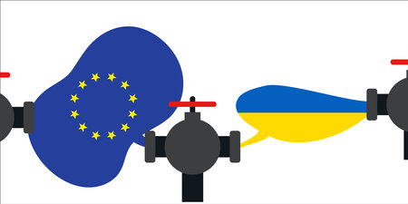 Ukraine eurointegration, UA progress to join the European Union. colors of national flags.のイラスト素材