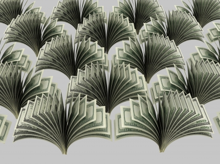 Dollar banknotes executed in the form of plants, bush on a gray backgroundの写真素材