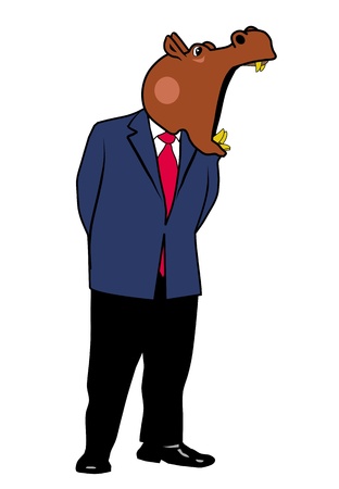 hippo in a suit and tieのイラスト素材