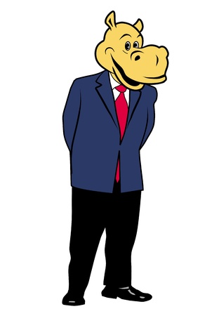 hippo in a suit and tieのイラスト素材