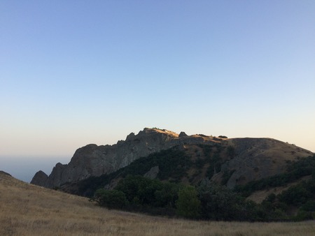 Summer view seacoast. Warm sea and beautiful nature. Black Sea, Crimeaの写真素材