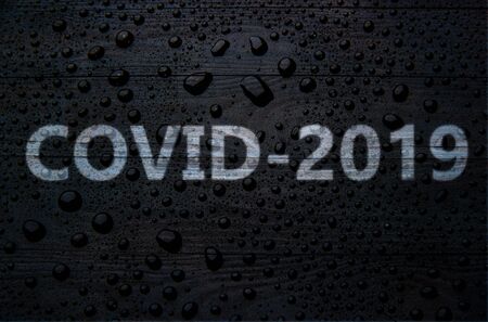 inscription coronavirus on a water background. airborne infectionの写真素材