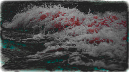 abstract background of a waterfall on the river. Toned.