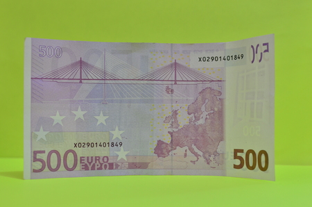 Euro Symbol, European Union Currency, Five hundreds (500) Euro banknotes. Euro Bills.の写真素材