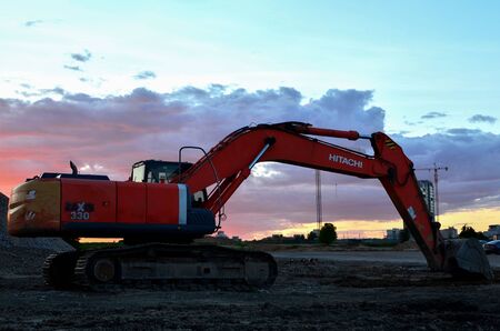 28.06.2019 Minsk, Belarus: Hitachi ZAXIS 330 working at a construction site.