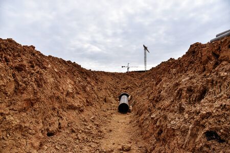 Sewer pipes for laying an external sewage system at a construction site. Sanitary drainage system...