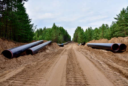 Construction Gas Pipeline Project. Natural Gas and Crude oil Transmission in pipe to LNG plant...