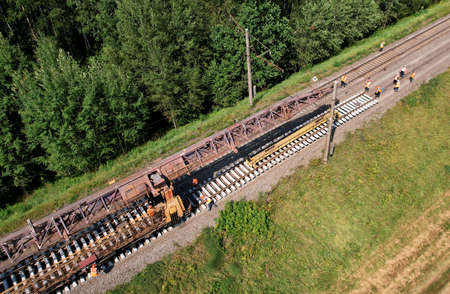 Railroad Track Construction. Train Track Repair and Maintenance. Build A Railway Track for train to...