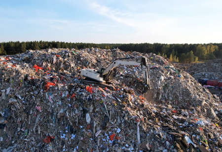 Landfill with Construction and Demolition waste (CDW). Trash disposal for recycling and re-use....