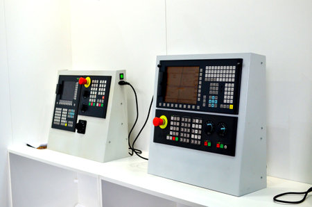Computer menu for managing modern industrial metalworking CNC machine tools. Selective focus.