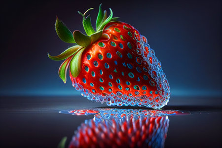 Strawberry background. Sweetberry strawberry. Strawberry close-up. Fresh Strawberrys berry, AI Generative Illustration.の素材
