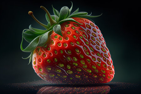 Strawberry close-up. Strawberry background Illustration. Sweetberry strawberry. Fresh Strawberrys berry, AI Generative Illustration.の素材