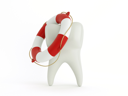 Tooth in the lifebuoy. Protect Your Teeth Concept.の写真素材