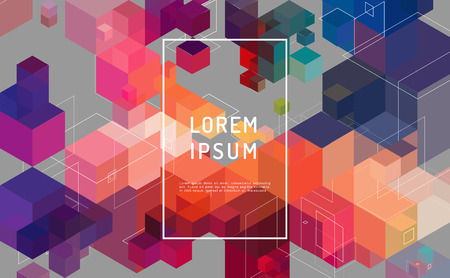 Modern composition with multi-colored cube.のイラスト素材