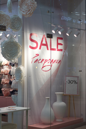 Showcase store underwear with a sale. 30 percentのeditorial素材