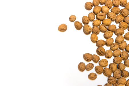 Walnuts on a white backgroundの写真素材