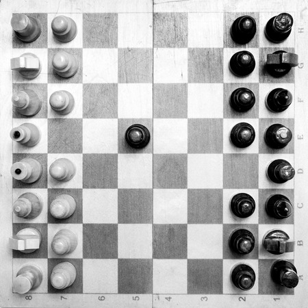 black white checkerboard on white backgroundの写真素材