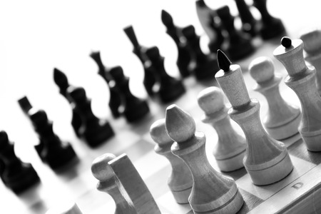 black white checkerboard on white backgroundの写真素材