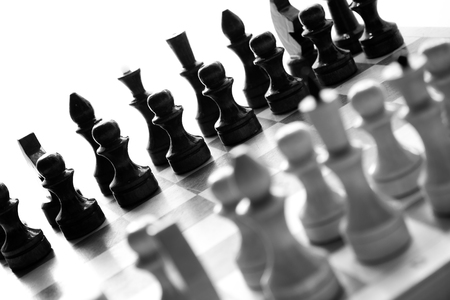 black white checkerboard on white backgroundの写真素材