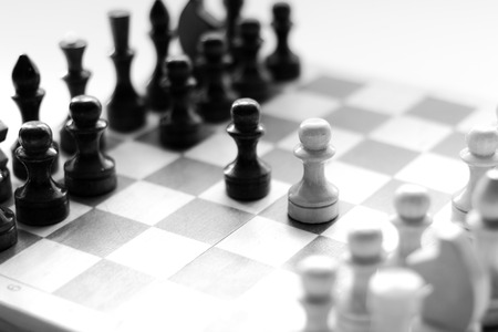 black white checkerboard on white backgroundの写真素材