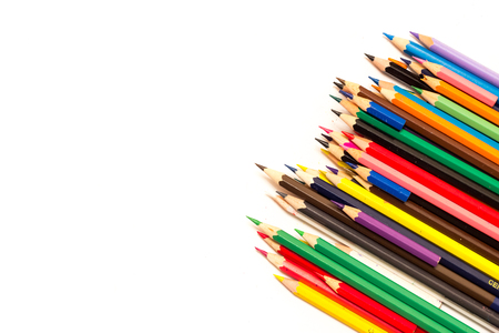 colored pencils on a white backgroundの写真素材