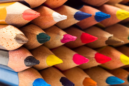 colored pencils on a white backgroundの写真素材