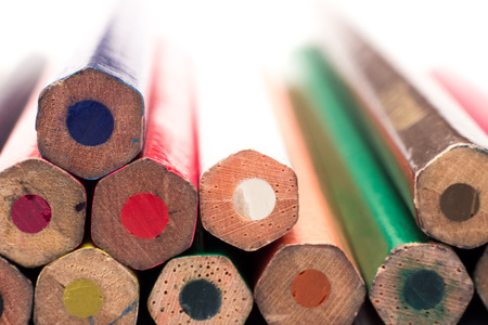 colored pencils on a white backgroundの写真素材