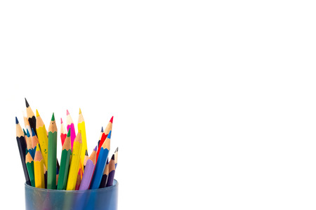 colored pencils on a white backgroundの写真素材