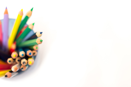 colored pencils on a white backgroundの写真素材