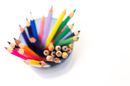 colored pencils on a white backgroundの写真素材