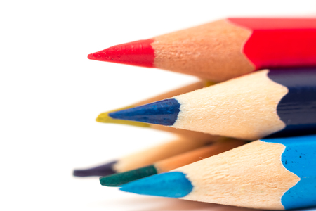 colored pencils on a white backgroundの写真素材