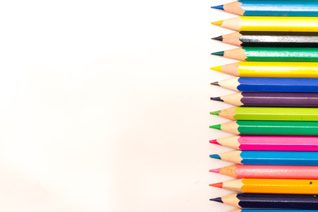 colored pencils on a white backgroundの写真素材