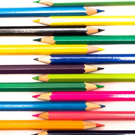 colored pencils on a white backgroundの写真素材