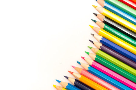 colored pencils on a white backgroundの写真素材