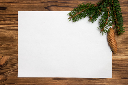 christmas background with fir branches and conesの写真素材