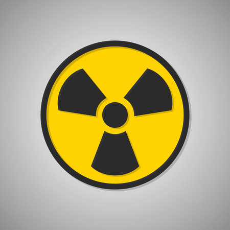 Toxic icon. Radioactive sign. Radiation. Vector illustration isolated on background. Black and yellow symbol.のイラスト素材
