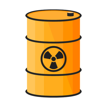 Barrel with dangerous substance. Radioactive sign. Vector illustration on white background.のイラスト素材