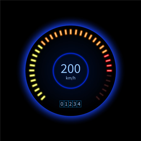 Blue car speed gauge. High speed. Technology conceptのイラスト素材