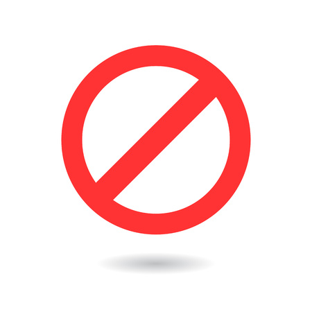 Prohibited simple red sign with shadow on white background. Vector icon.のイラスト素材