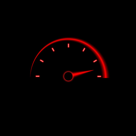 Speedometer sign. Red icon. Vector illustration on black background.のイラスト素材